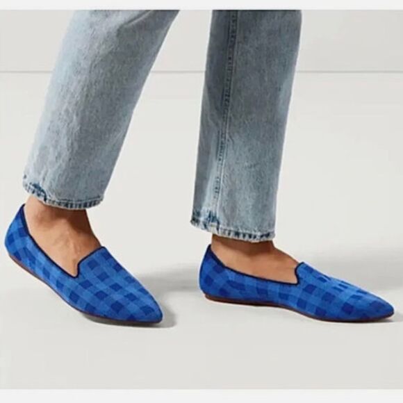 Rothy’s Limited Edition Lazuli Gingham Pointed Loafer Flat Slip-On - Picture 1 of 9
